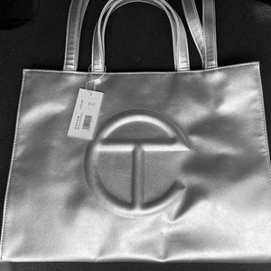 Telfar Medium Silver Metallic Tote Bag (New With Tags)